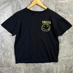 Nirvana black and yellow cotton t-shirt Men's Large grunge Y2K Vintage